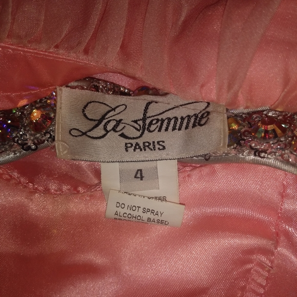 La Femme Paris Rhinestone Sparkly Pink Mini Dress - Picture 15 of 15